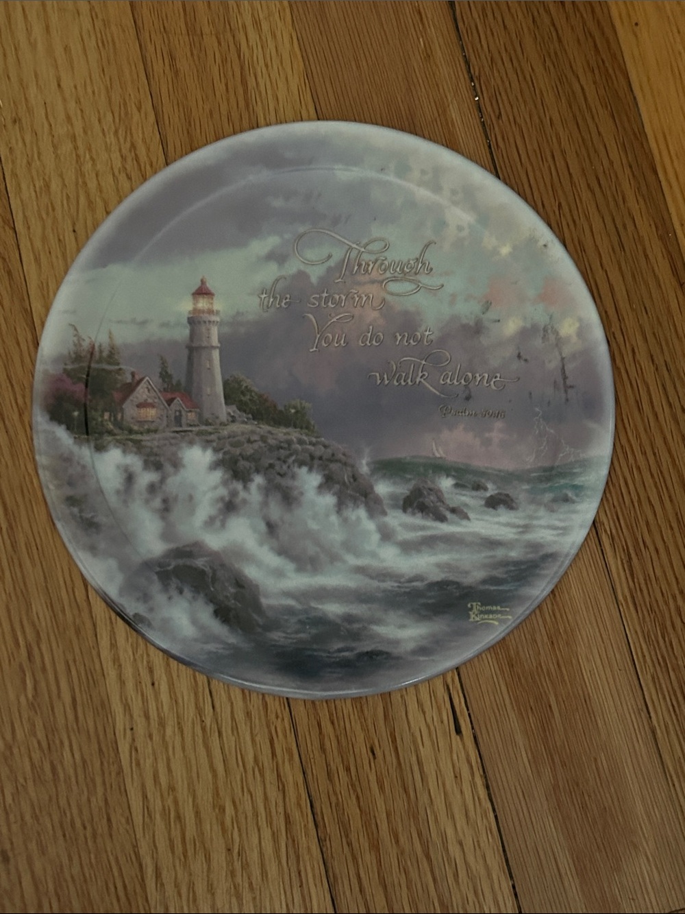 Thomas Kinkade Lighthouse Collector Plate - Muted Pastel Seascape